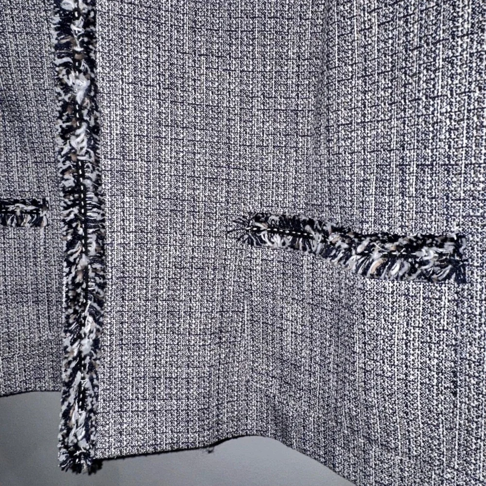 Tahari Arthur S Levine Womens 24W Tweed Collarless Jacket Blazer Purple Gray - Picture 5 of 11